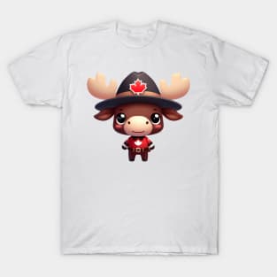 Cute Canadian Mountie Moose Illustration T-Shirt